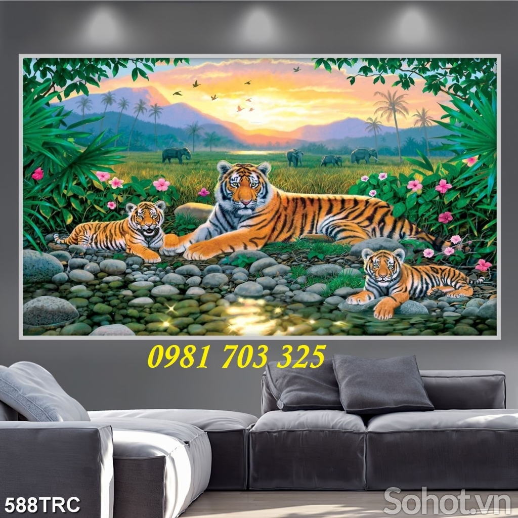 Tranh gạch hổ 3D trang trí