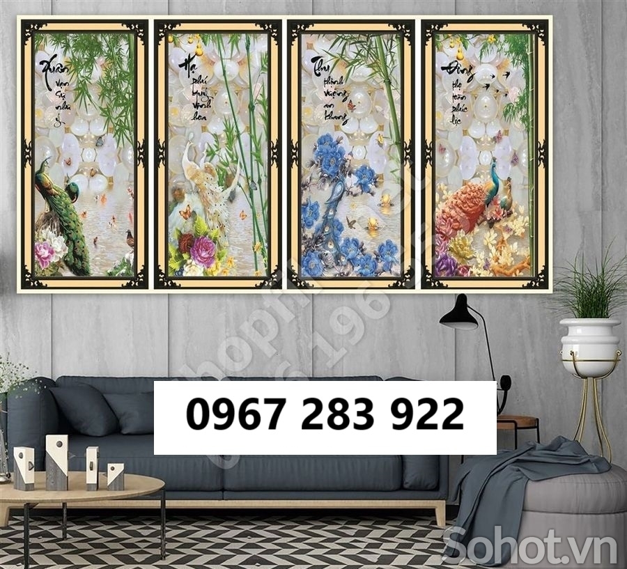 Tranh gạch tứ quý sang trọng