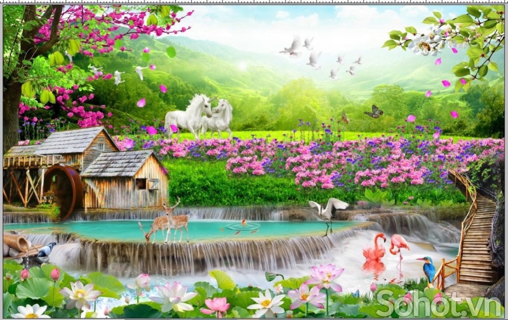 Tranh gạch 3D ốp tường phòng khách