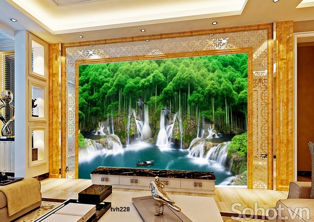 Tranh gạch 3d ốp tường phong cảnh tre trúc - SCX43