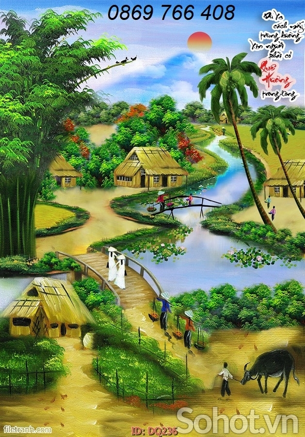 Tranh 3D đồng quê-tranh gạch