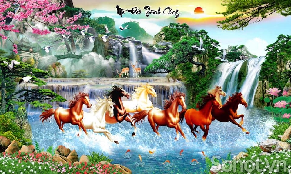 Tranh gạch men mã đáo thành công HP924