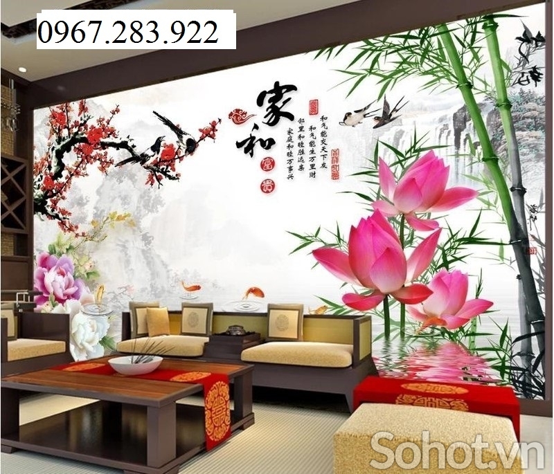 Tranh 3D- Tranh gạch hoa sen