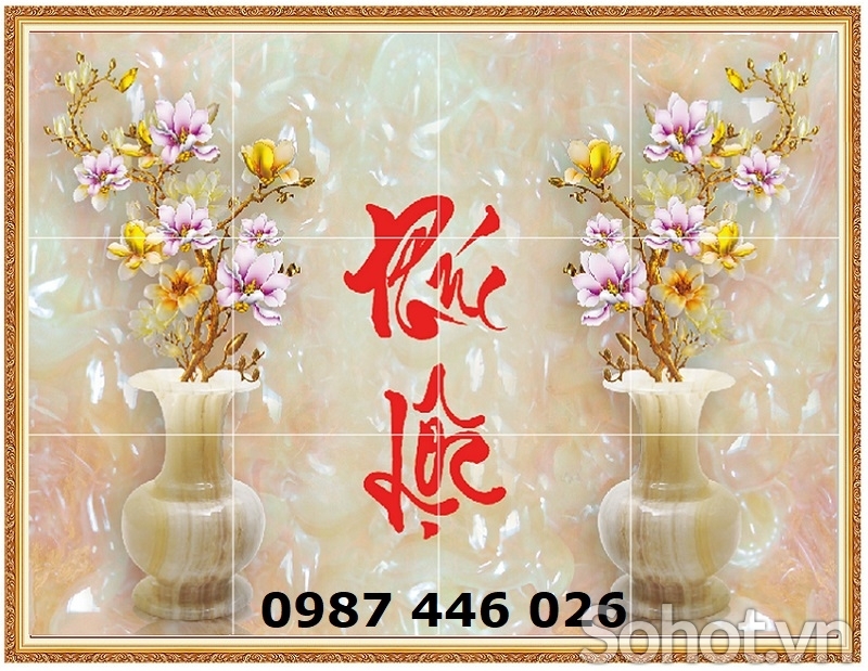 Gạch tranh hoa 3d tường đẹp HP273