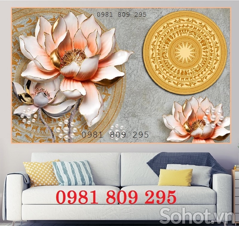 Gạch tranh hoa sen , tranh gạch ốp tường