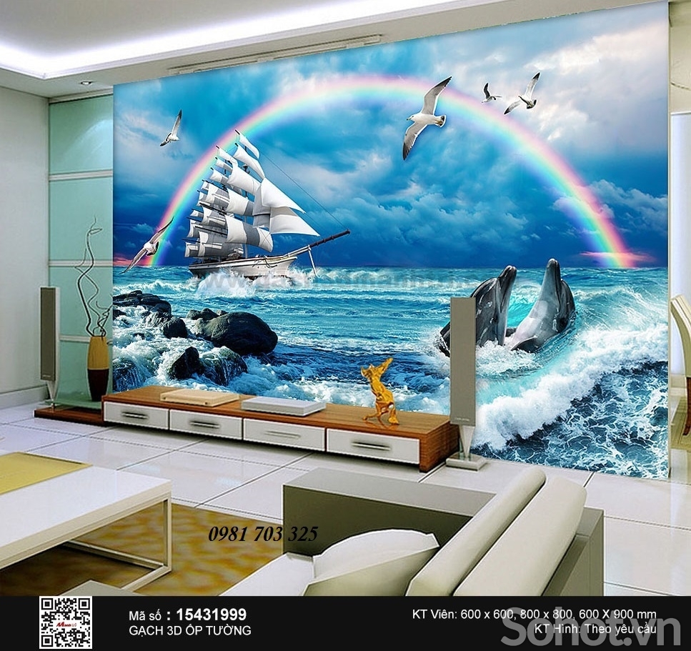 Gạch tranh thuận buồm xuôi gió- gạch 3D