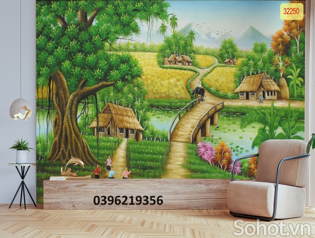 Tranh gạch đồng quê 3D trang trí đẹp