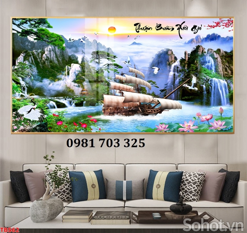 Gạch tranh 3D đẹp hình thuyền buồm