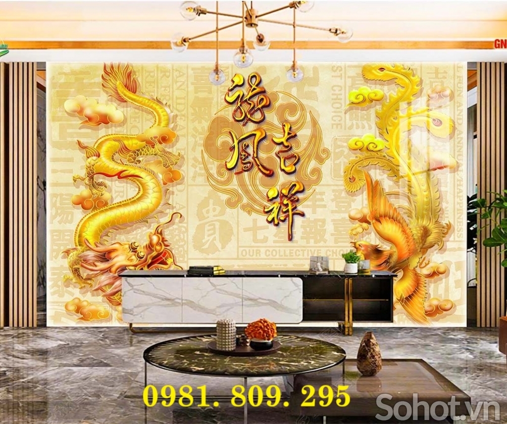 Tranh gạch long phụng , gạch 3d