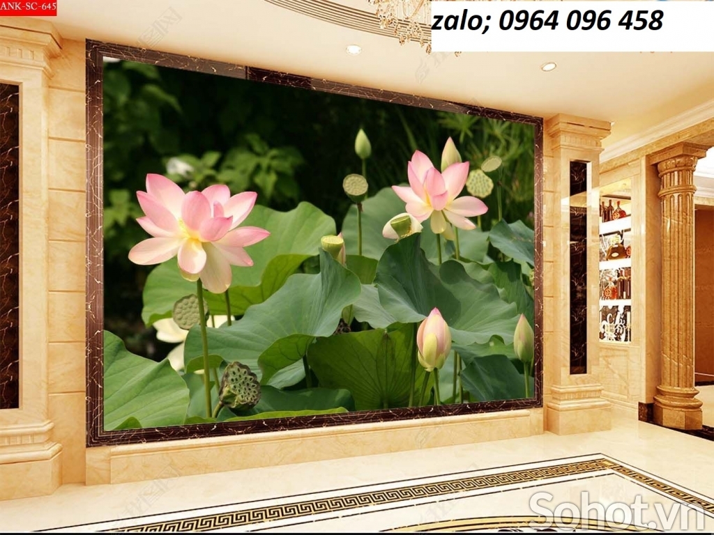 Tranh gạch ốp tường 3d hoa sen - 64XL