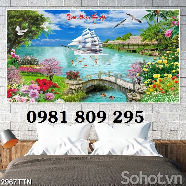 Gạch ốp tường , gạch men 3d thuyền buồm Hn838