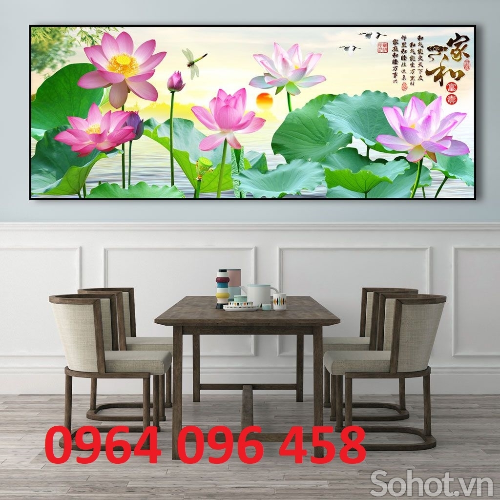 Tranh gạch hoa sen 3d - NCB32
