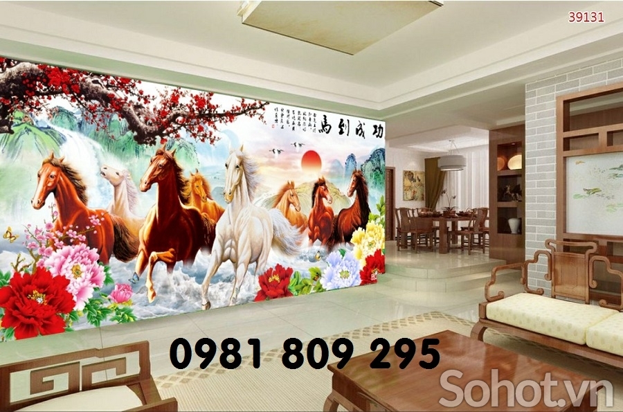 Tranh gạch men 3d mã đáo thành công