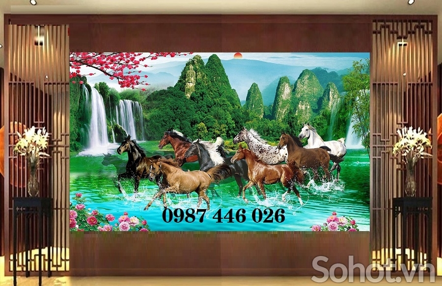Tranh ngựa, gạch tranh bát mã HP233