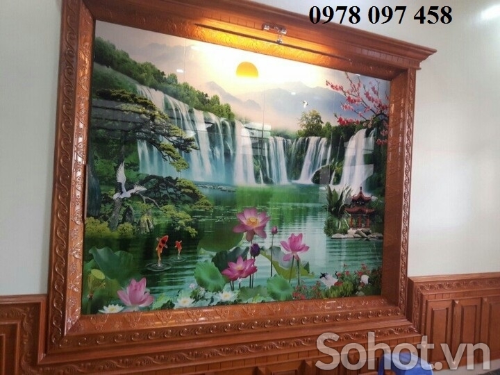 Gạch tranh ốp tường phòng khách