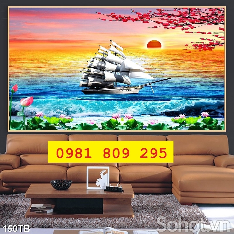 Tranh gạch thuyền buồm 3d