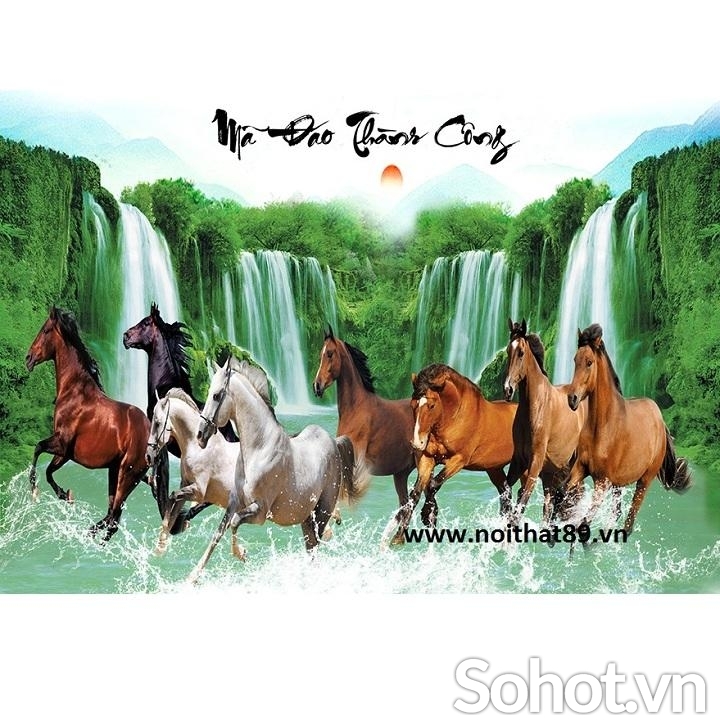 Tranh 8 chú ngựa - gạch tranh 3D