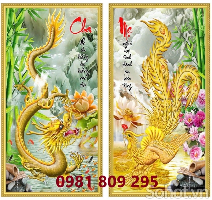 Tranh gạch long phụng , gạch 3d