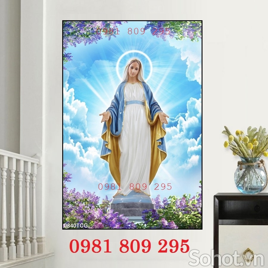 Gạch tranh công giáo - tranh 1,2x1,8m hình đức mẹ
