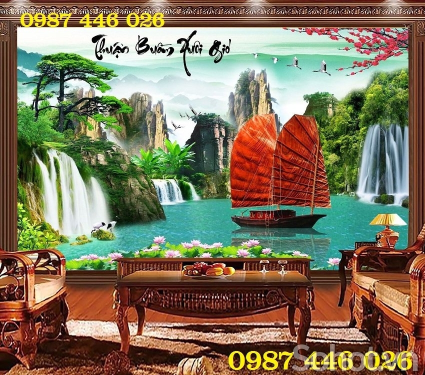 Tranh thuyền buồm gạch tranh 3d