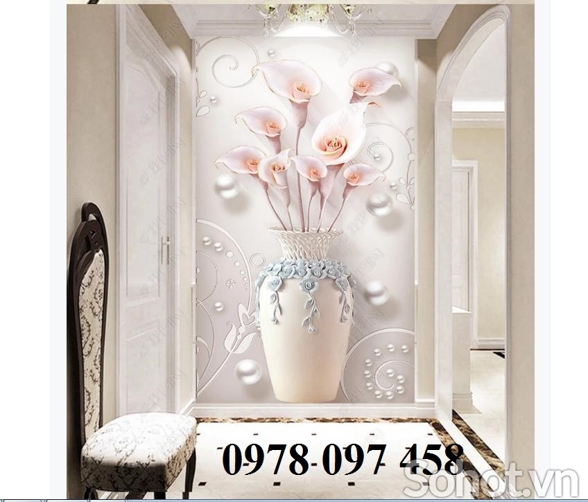 Gạch tranh bình hoa ốp tường