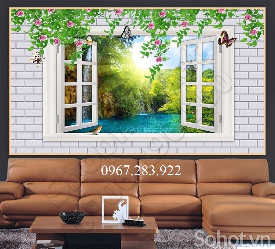 Gạch 3D- Tranh phong cảnh cửa sổ