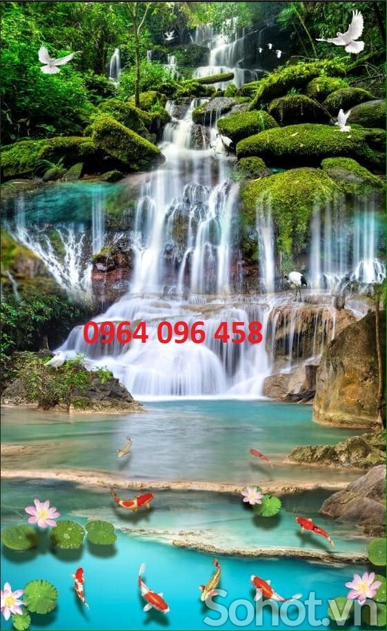 Tranh gạch 3d thác nước phong cảnh - 654XP