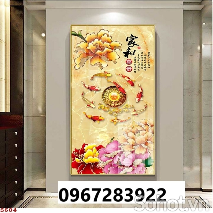 Gạch tranh 3d hình cá chép trang trí