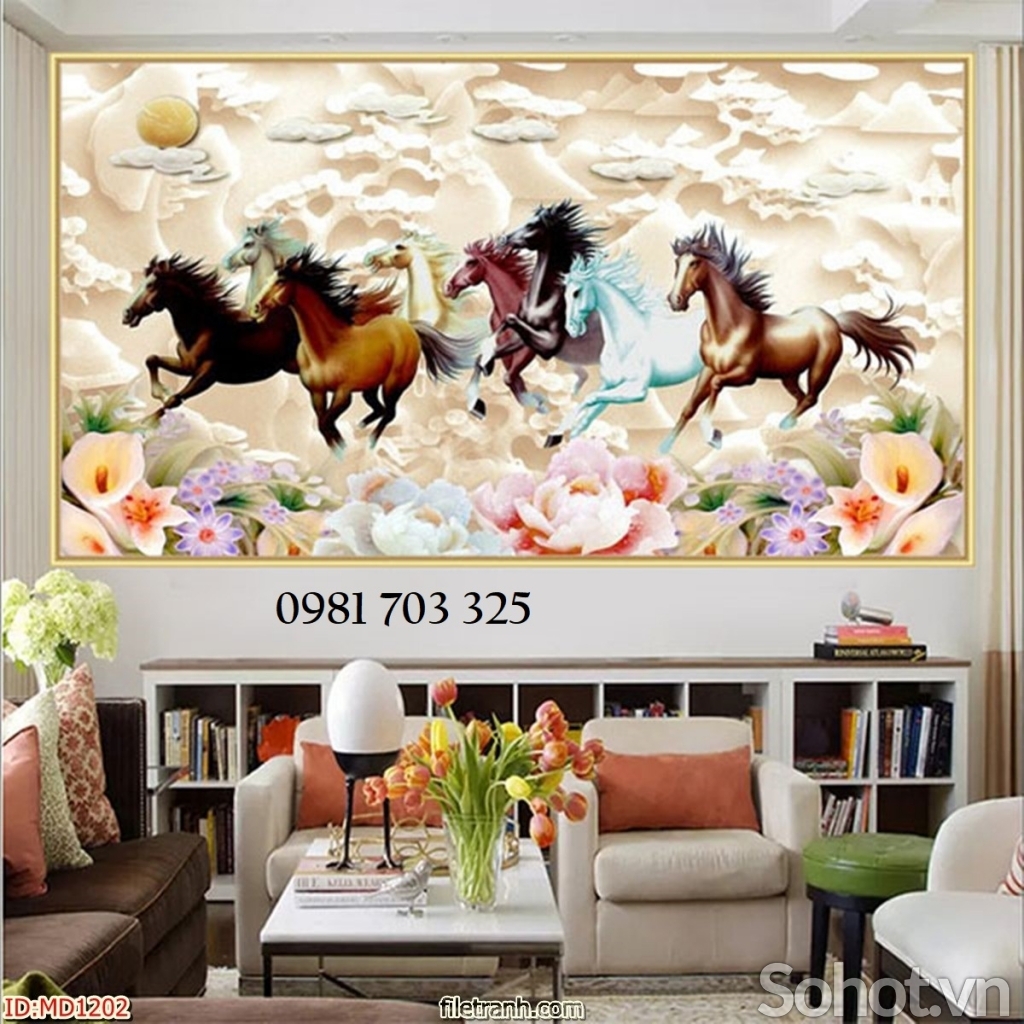 gạch tranh phong thủy mã đáo thành công