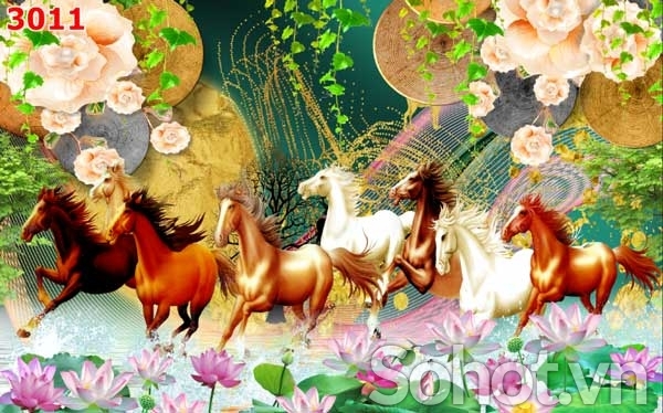 Tranh bát mã - tranh gạch 3d mã đáo thành công - NBC3