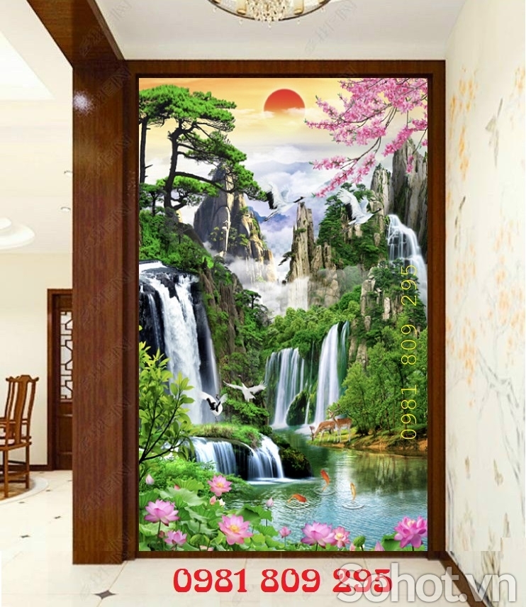 Gạch tranh thiên nhiên 3d khổ dọc