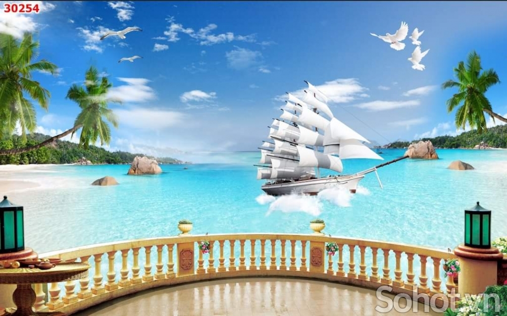 Tranh thuận buồm xuôi gió - gạch tranh 3D