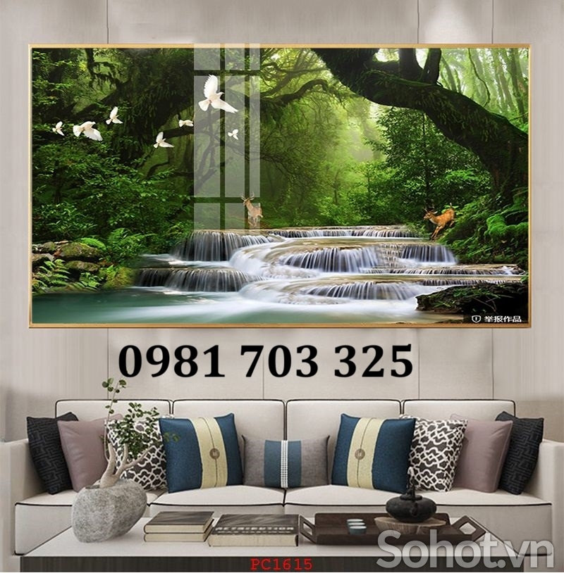 Gạch tranh thác nước đẹp hiện đại