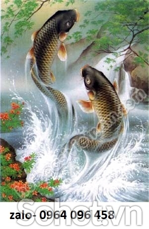 Tranh gạch cá chép hóa rồng 3d - LMNB54