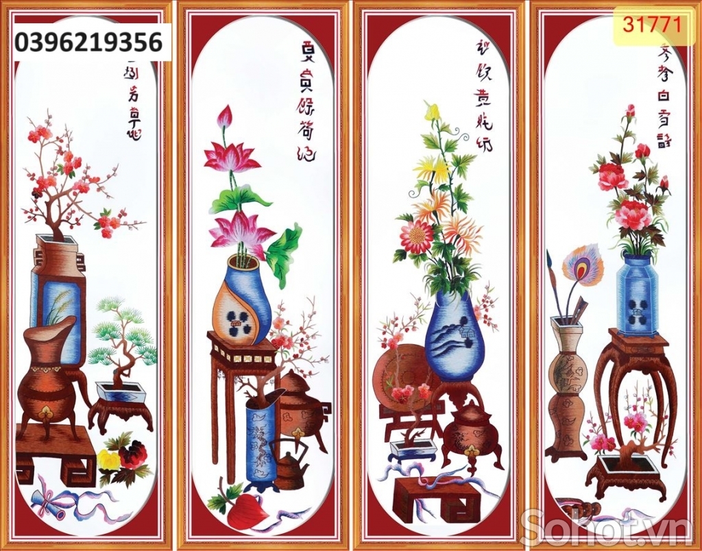 Tranh gạch tứ quý đẹp 3D