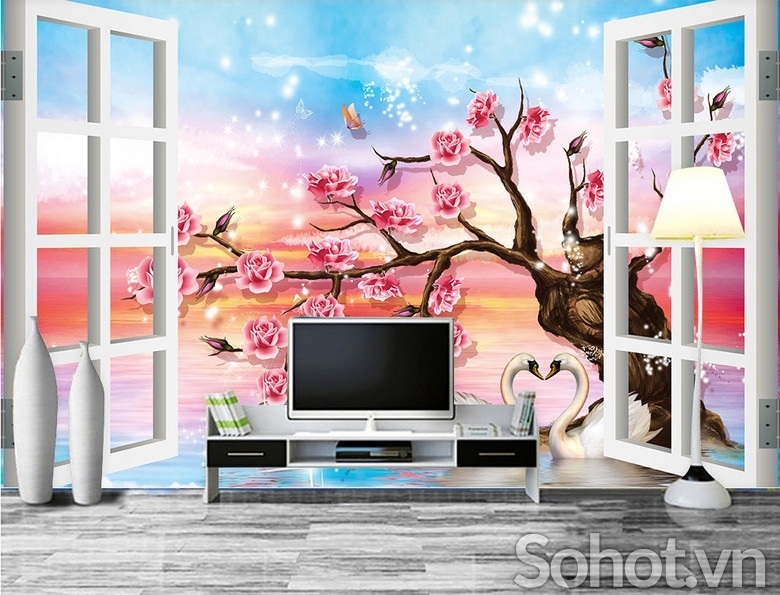 tranh 3d - tranh gạch 3d ốp tường phòng ngủ - SHF32