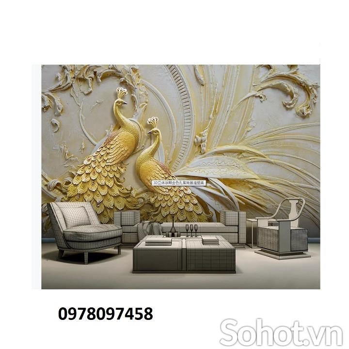 Tranh gạch - tranh chim công