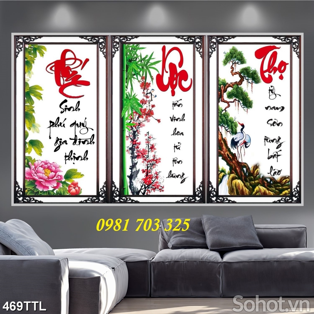 gạch 3D, tranh gạch phúc lộc thọ