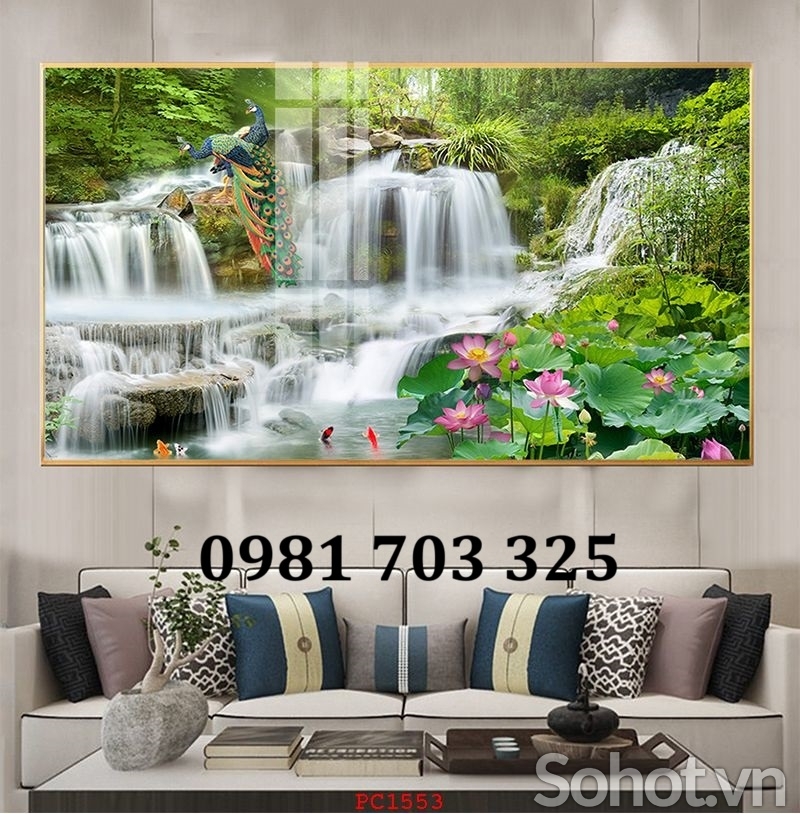 Gạch tranh thác nước đẹp hiện đại