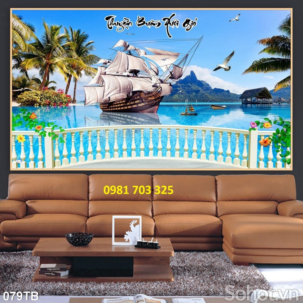 Tranh gạch men thuyền buồm