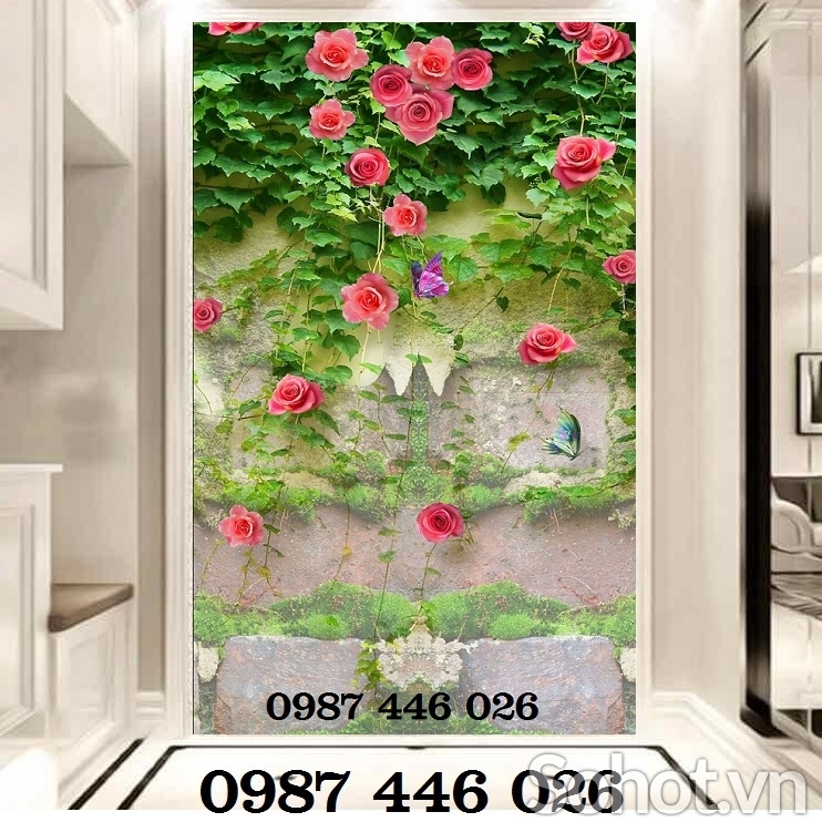 Tranh giàn hoa, gạch tranh hoa hồng HP9823
