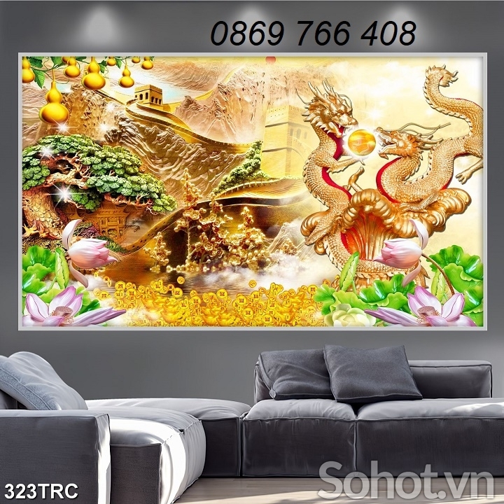 Tranh treo tường-tranh 3D long phụng