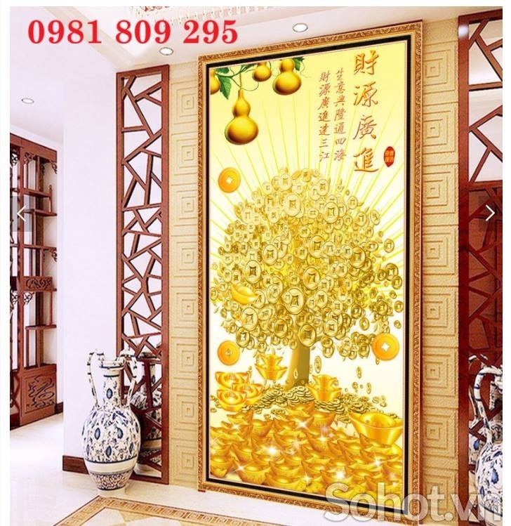 Gạch trang trí , gạch tranh cây kim tiền 3d
