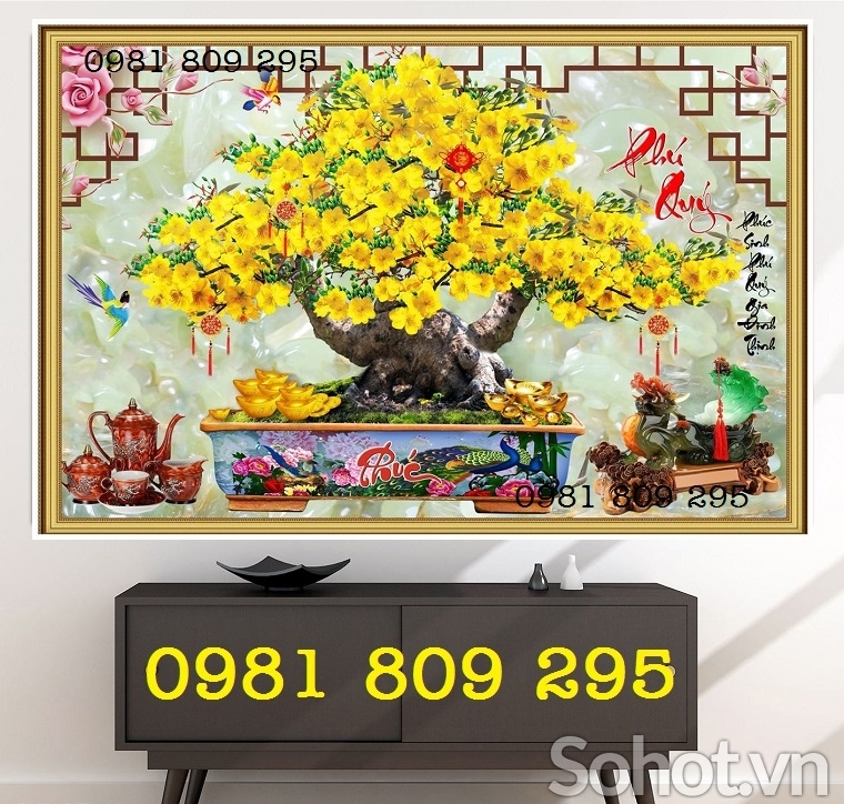 Gạch tranh cây mai , hoa mai