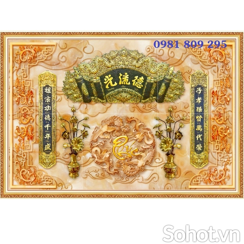 Tranh 3D phòng thờ, gạch men ốp tường GP6355