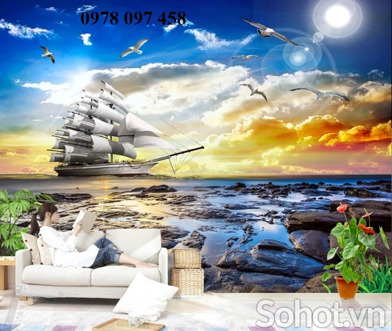 Gạch tranh thuyền buồm