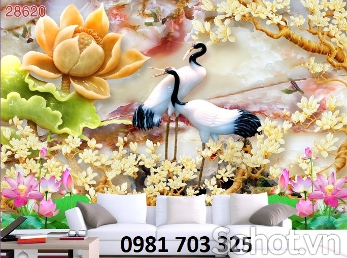 Tranh gạch sứ ngọc 3D - tranh phòng khách
