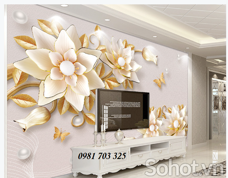 Tranh gạch men hoa 3D trang trí phòng