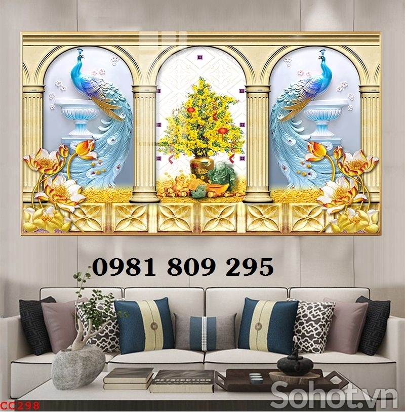 Gạch ốp tường - tranh gạch con công HP4543