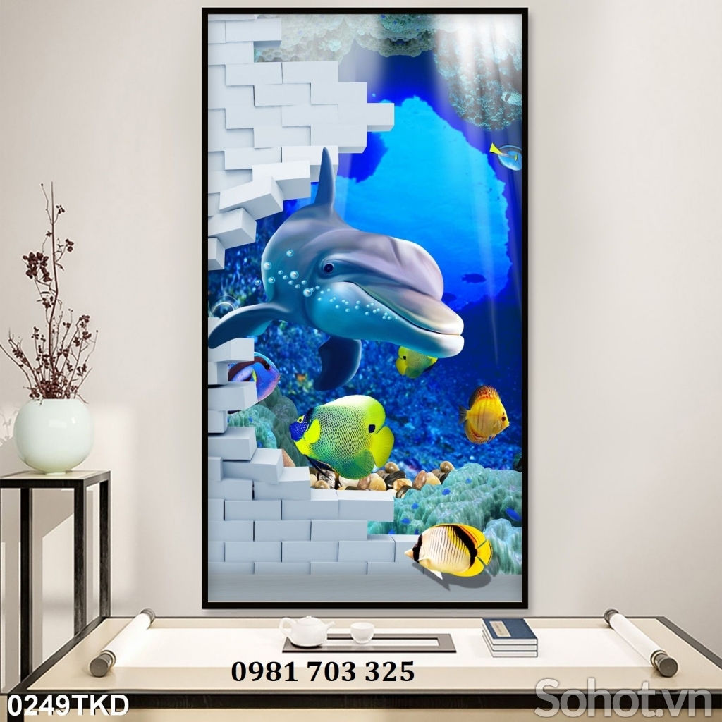 Tranh dán tường 3D, gạch tranh khổ đứng